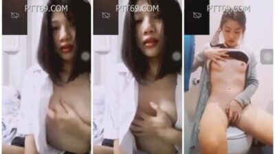 นักเรียนขี้เงี่ยน ผมสั้นนมใหญ่ขาวเนียน ตั้งกล้องเบ็ดหีช่วยตัวเองคาชุดนักเรียน