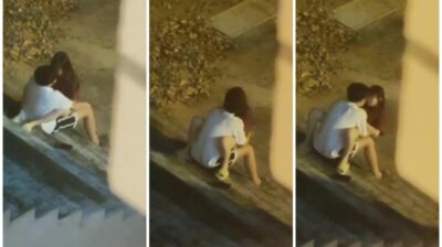 แอบถ่ายวัยรุ่น นั่งกระแทกหีคาบันได คิดว่าไม่มีใครเห็น