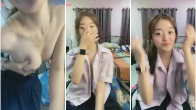 เด็กใจแตกไลฟ์สด บีบนมโชว์ชุดนักเรียน ผิวขาวงานดีน่าเย็ดจัด